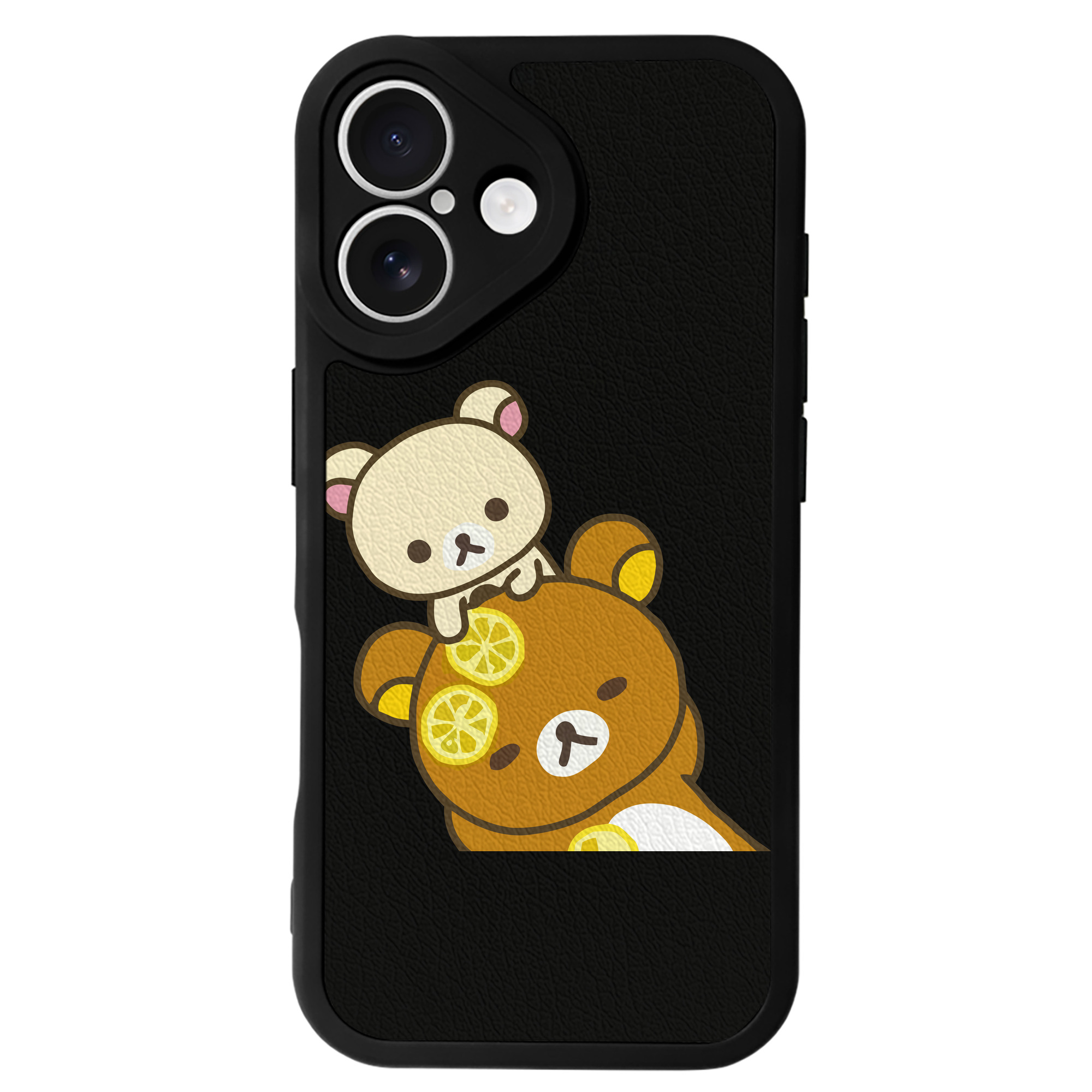 （画像用） リラックマ リラックマ キイロイトリ Rilakkuma Korilakkuma Kiiroitori 【iPhone 16シリーズ対応】シリコンスマホケース（レザー調） 材質：シリコン